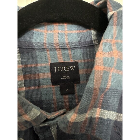J.Crew Men's Shirt M  Blue And Orange Plaid Long Sleeve Button Collared medium - Picture 2 of 3